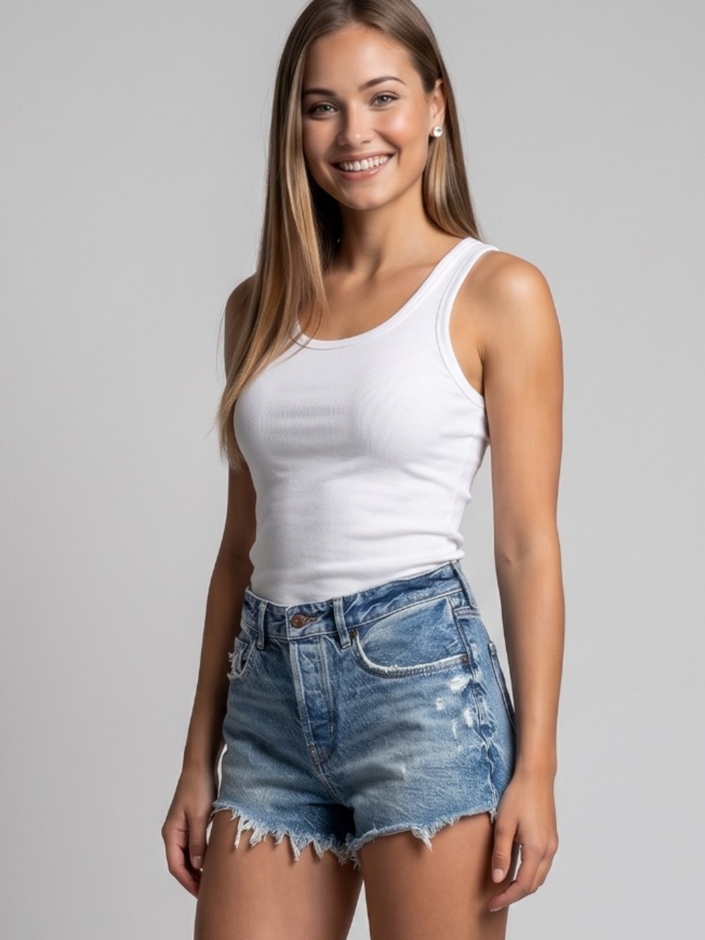 🌻We The Free Free People Distressed Denim Cutoff Raw Hem Jean Shorts Size 29